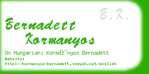 bernadett kormanyos business card